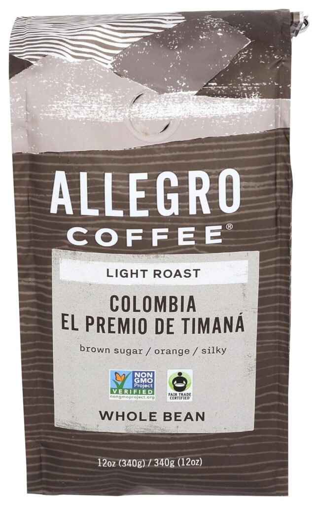 Allegro Coffee, Coffee Colombia El Premio De Timana Whole Bean, 12 Ounce