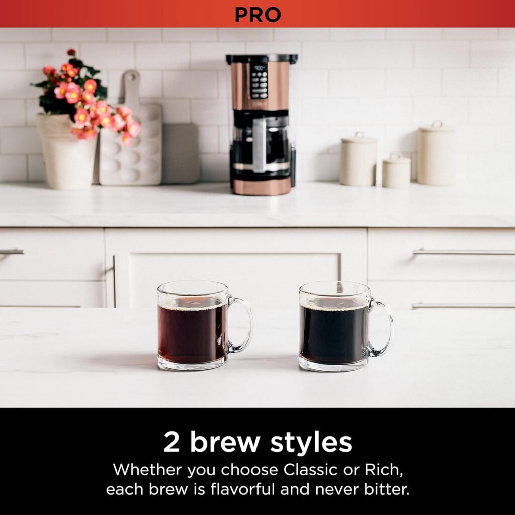 Ninja 12-Cup Programmable Coffee Brewer, 2 Brew Styles, Adjustable Warm Plate, 60oz Water Reservoir, Delay Brew - Black/Stainless Steel